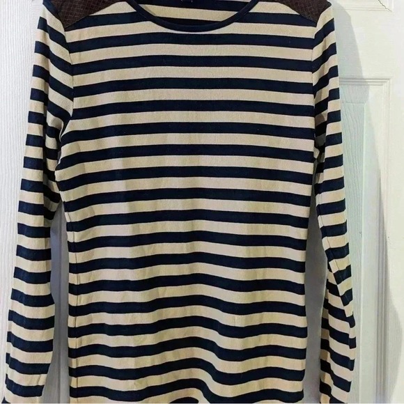 Ralph Lauren Striped Long Sleeve Top Brown Shoulder Detail‎ Casual Large - Picture 1 of 8